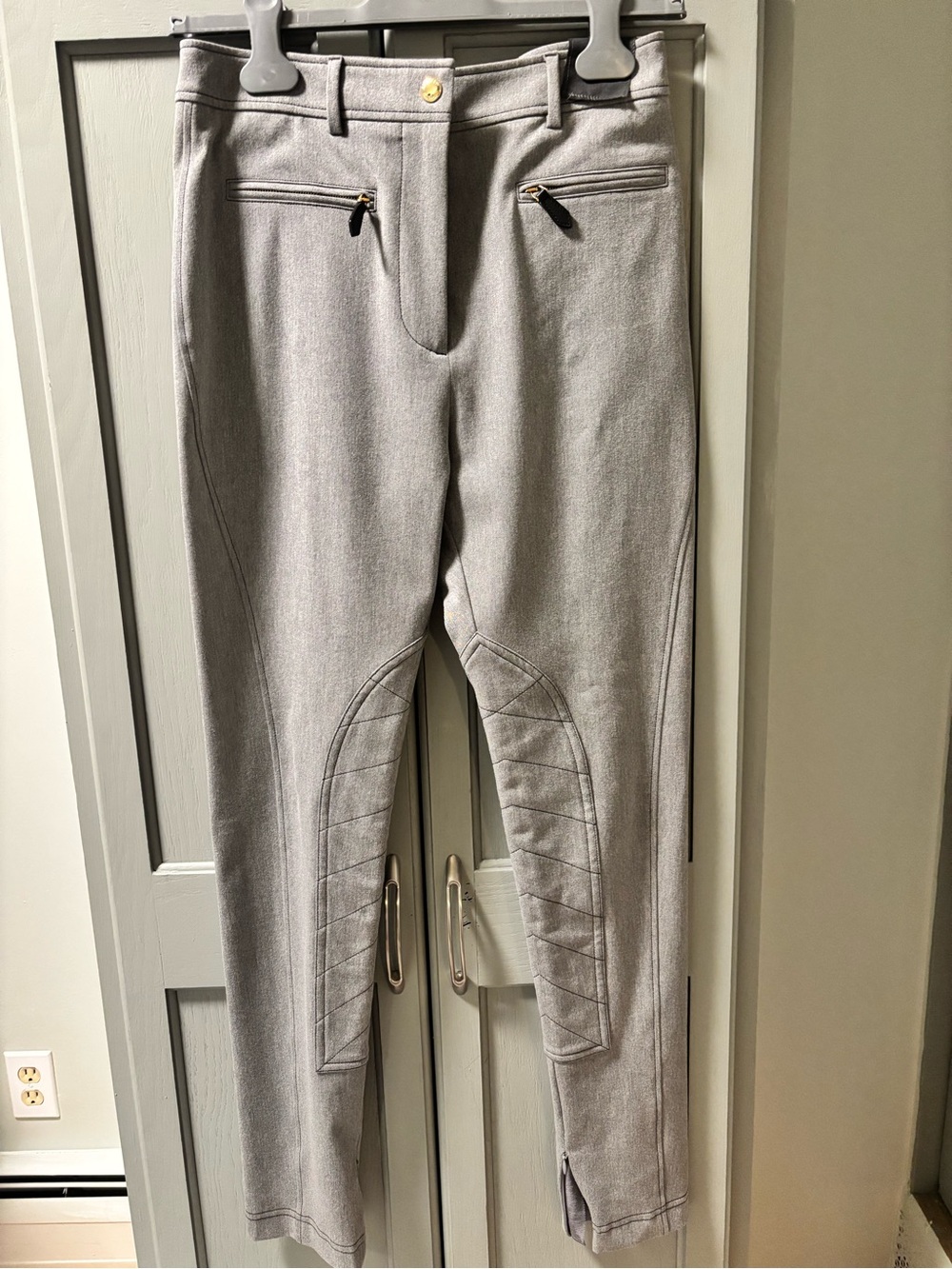 Burberry Light Gray Quilted-Knee Riding Trousers